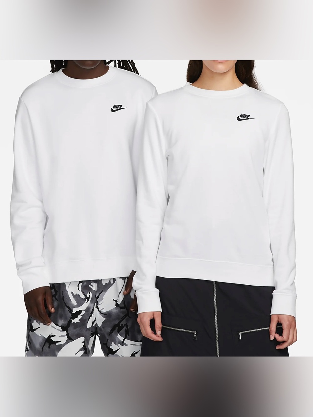 Nike Sportswear Club Fleece Women's Crew-Neck Sweatshirt DQ5473-100 White Size M